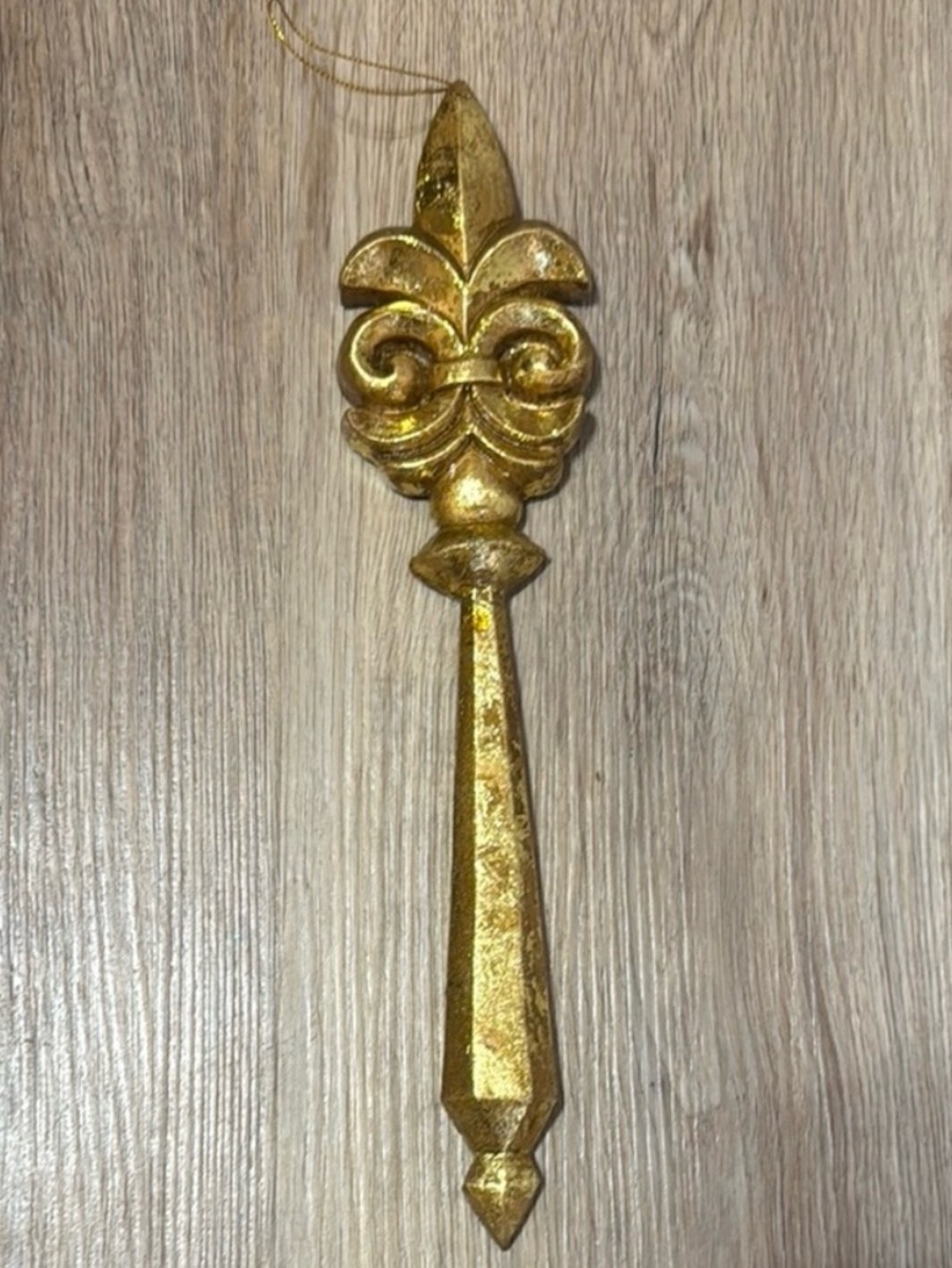 Vintage Gold Fleur de Lis Christmas Ornament French Country Mardi Gras Decor